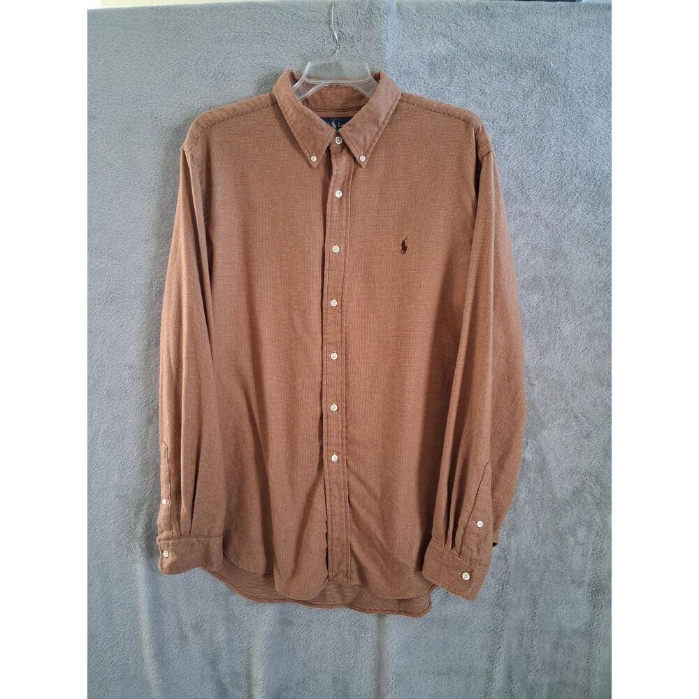 Ralph Lauren XXL Shirt Classic Fit Lightweight Flannel ButtonUp Tan Check Pony